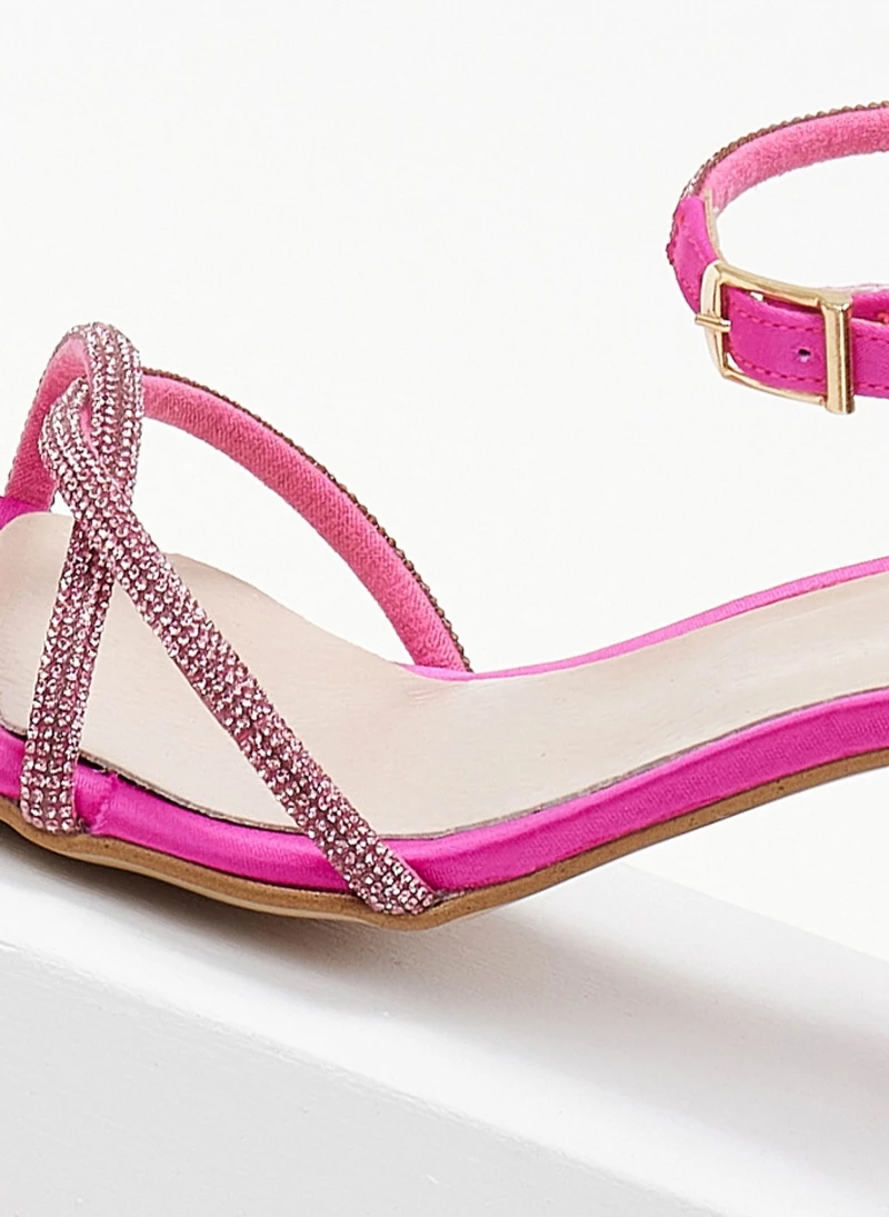 Πέδιλα σατέν TFP με λεπτά Strass - Φούξια - Image 6