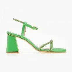 Πέδιλα σατέν TFP με λεπτά Strass - Λαχανί