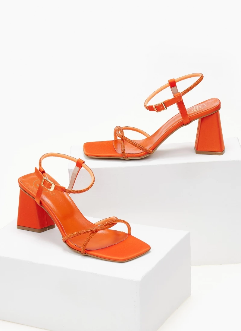 Πέδιλα σατέν TFP με λεπτά Strass - Πορτοκαλί - Image 6