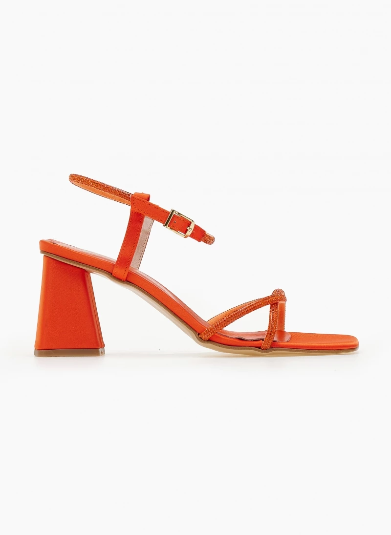 Πέδιλα σατέν TFP με λεπτά Strass - Πορτοκαλί - Image 2