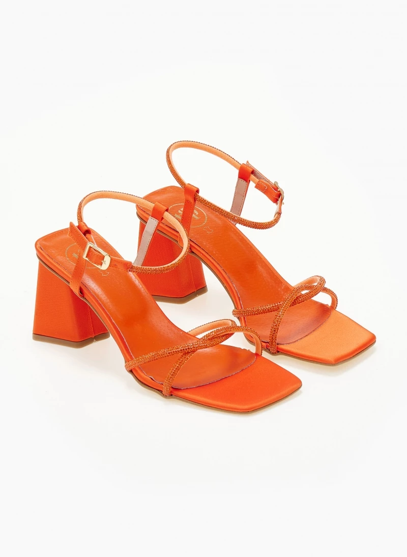 Πέδιλα σατέν TFP με λεπτά Strass - Πορτοκαλί - Image 3