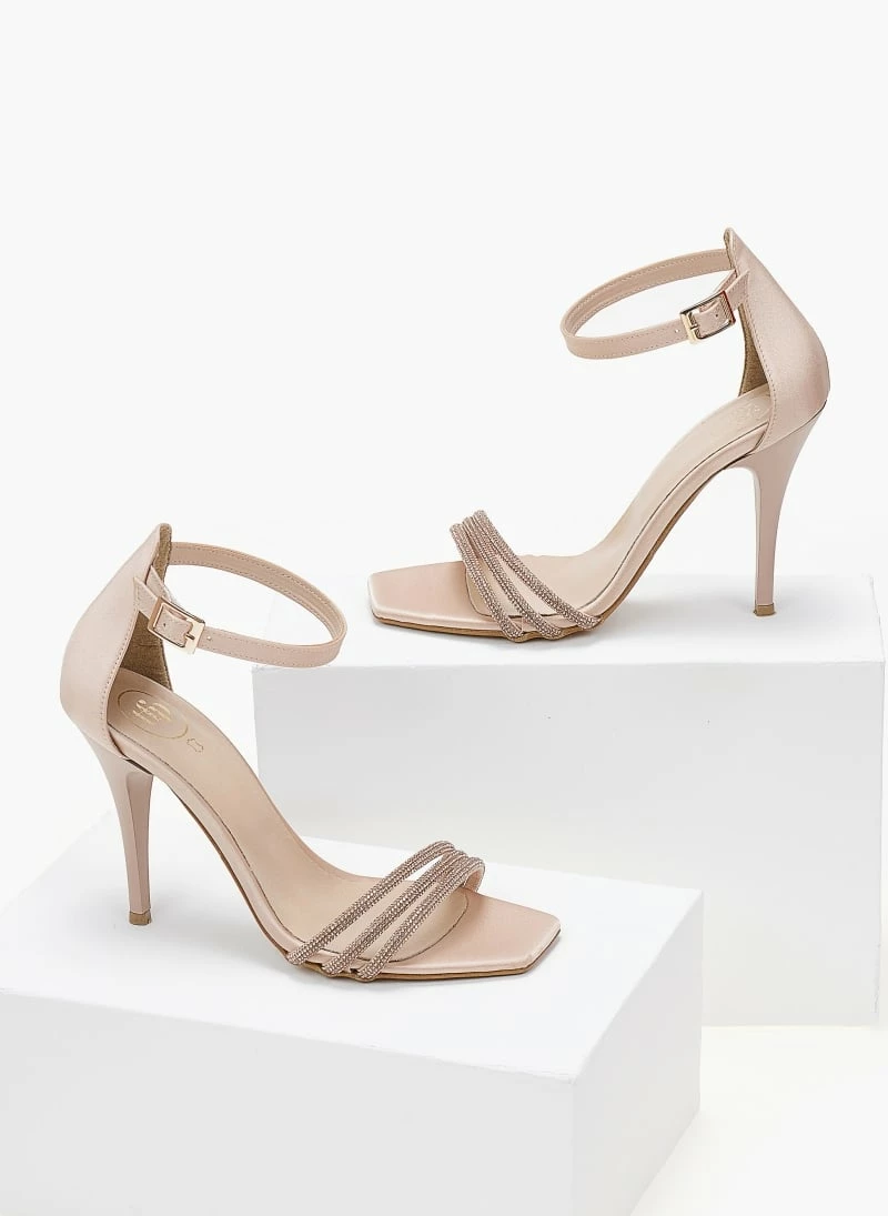 Πέδιλα σατέν TFP με Strass λουράκια - Nude - Image 2