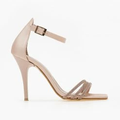 Πέδιλα σατέν TFP με Strass λουράκια - Nude