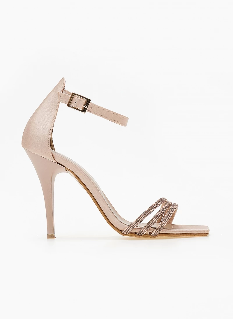 Πέδιλα σατέν TFP με Strass λουράκια - Nude