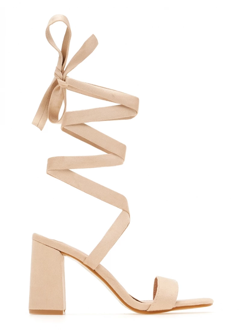 The Fashion Project Πέδιλα Suede με κορδόνια - Μπεζ - Image 2