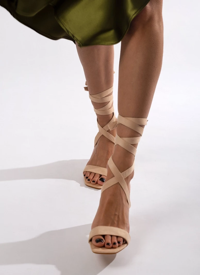 The Fashion Project Πέδιλα Suede με κορδόνια - Μπεζ