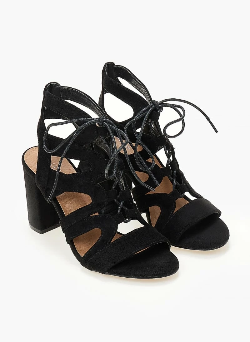 The Fashion Project Πέδιλα Suede με κορδόνια - Μαύρο - Image 5