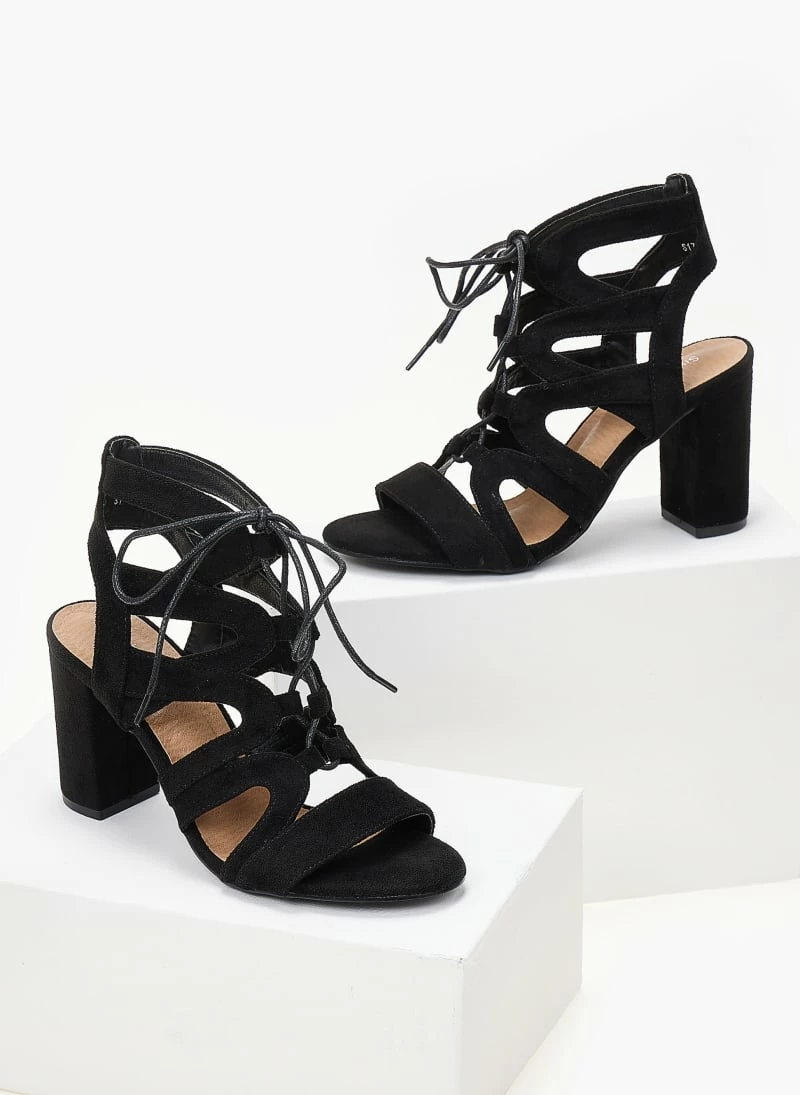 The Fashion Project Πέδιλα Suede με κορδόνια - Μαύρο - Image 3