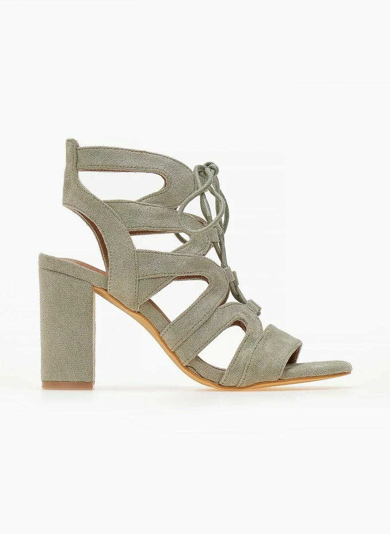 The Fashion Project Πέδιλα Suede με κορδόνια - Βεραμάν