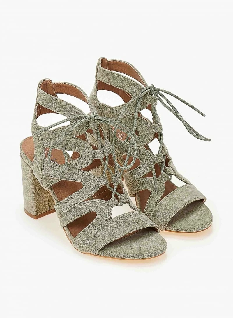 The Fashion Project Πέδιλα Suede με κορδόνια - Βεραμάν - Image 4