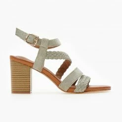 The Fashion Project Πέδιλα Suede με πλεκτό σχέδιο - Βεραμάν