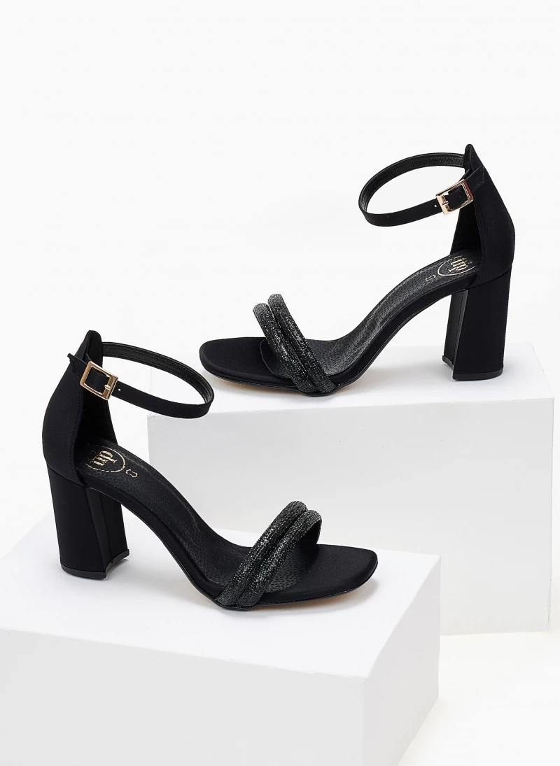 Πέδιλα TFP με διπλή σειρά Strass - Μαύρο - Image 5