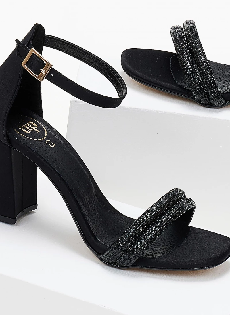 Πέδιλα TFP με διπλή σειρά Strass - Μαύρο - Image 3
