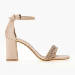 Πέδιλα TFP με διπλή σειρά Strass - Nude