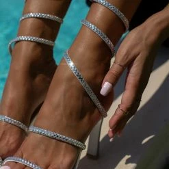 Πέδιλα TFP με έλασμα και κρύσταλλα - Ασημί