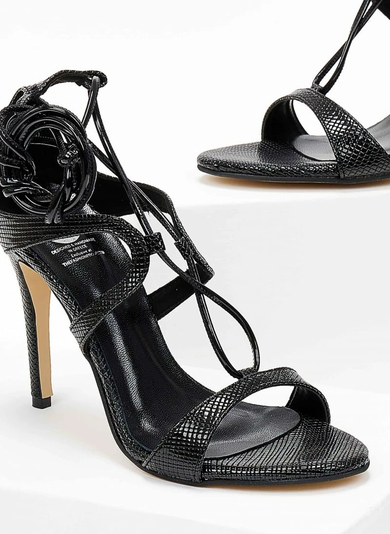 Πέδιλα Tfp με κορδόνια και ανάγλυφο σχέδιο - Μαύρο - Image 6