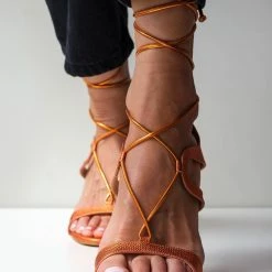 Πέδιλα Tfp με κορδόνια και ανάγλυφο σχέδιο - Πορτοκαλί