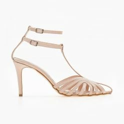 Πέδιλα TFP Retro σατέν με ανοίγματα - Nude