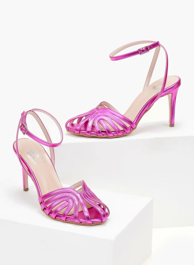 Ρετρό TFP πέδιλα σε μεταλλικές αποχρώσεις - Magenta - Image 2