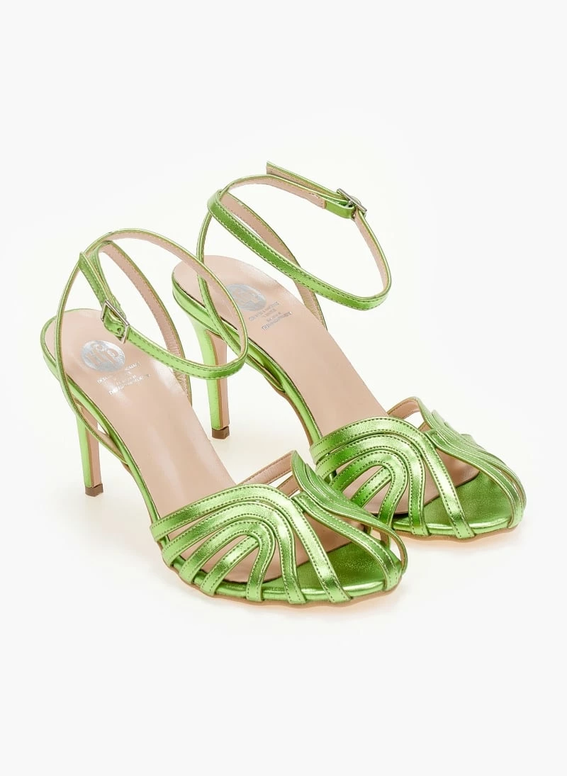 Ρετρό TFP πέδιλα σε μεταλλικές αποχρώσεις - Λαχανί - Image 7