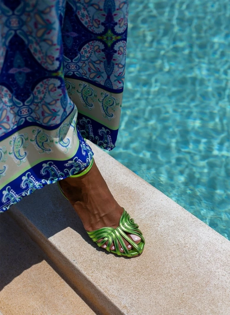 Ρετρό TFP πέδιλα σε μεταλλικές αποχρώσεις - Λαχανί - Image 5