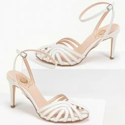 Ρετρό TFP πέδιλα σε μεταλλικές αποχρώσεις - Λευκό