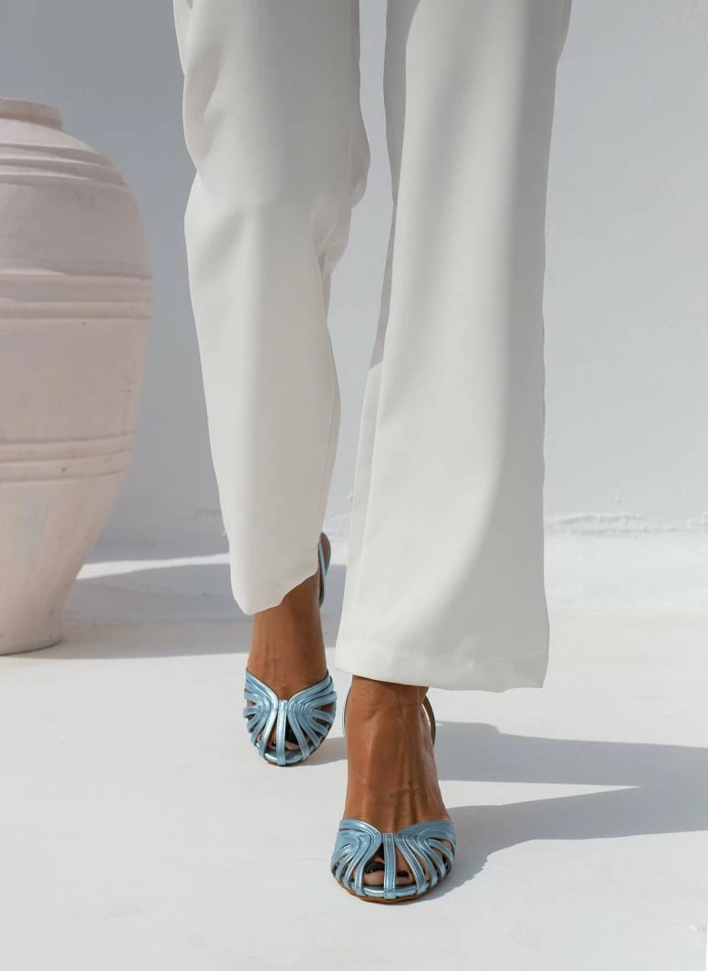 Ρετρό TFP πέδιλα σε μεταλλικές αποχρώσεις - Γαλάζιο - Image 6