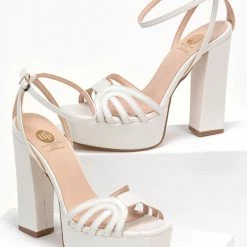 Tfp λουστρίνι πέδιλα με ψηλό τακούνι - Λευκό