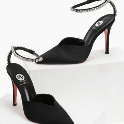 Γόβες σατεν με Strass Tfp - Μαύρο