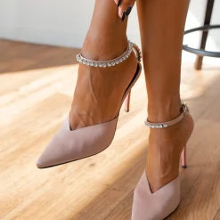 Γόβες σατεν με Strass Tfp - Nude