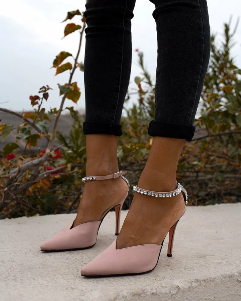 Γόβες σατεν με Strass Tfp - Nude - Image 4