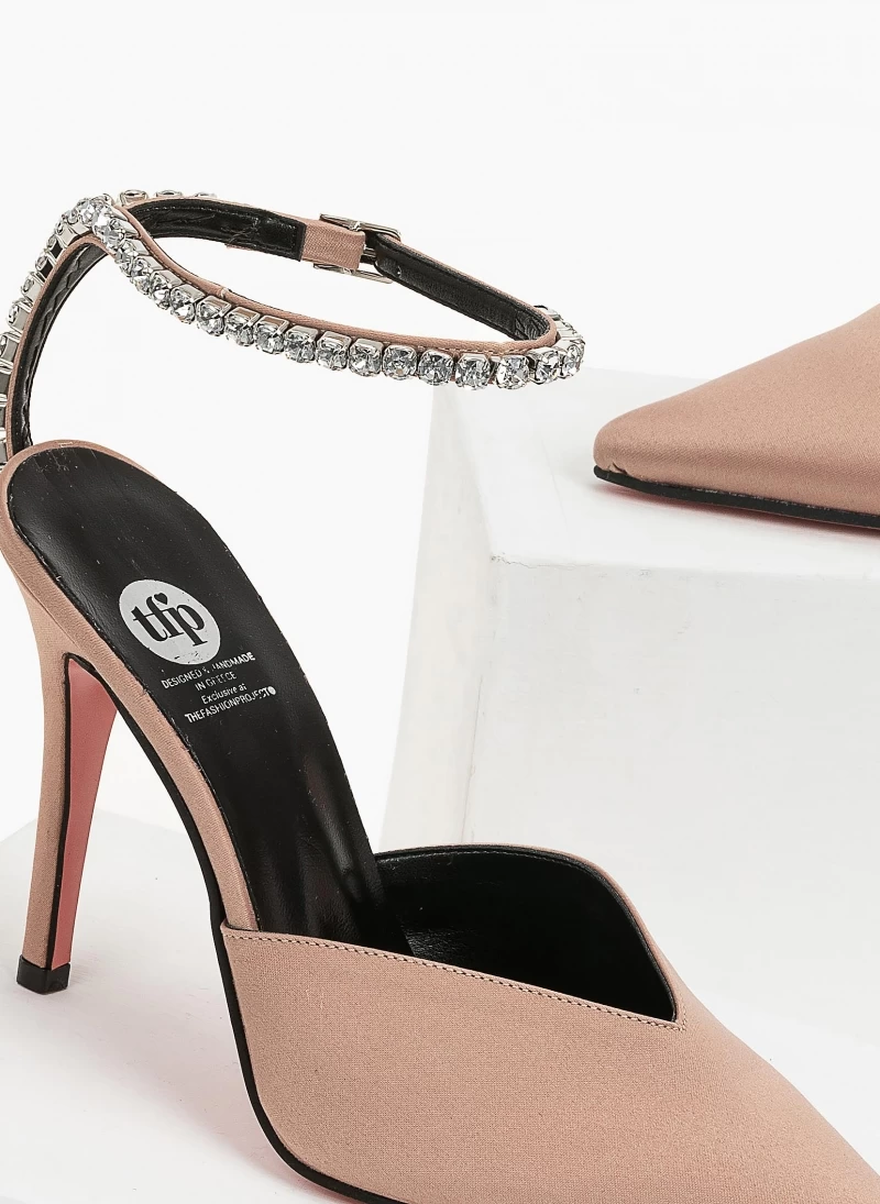 Γόβες σατεν με Strass Tfp - Nude - Image 3