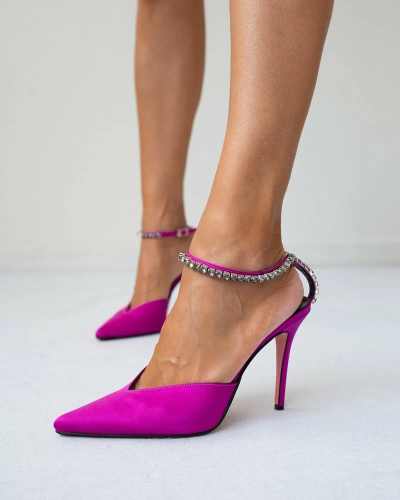 Γόβες σατεν με Strass Tfp - Magenta - Image 6