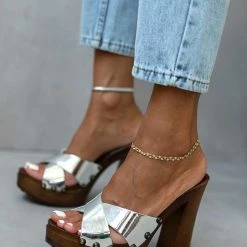 The Fashion Project Τσόκαρα με χιαστί φάσες και τρουκς - Ασημί