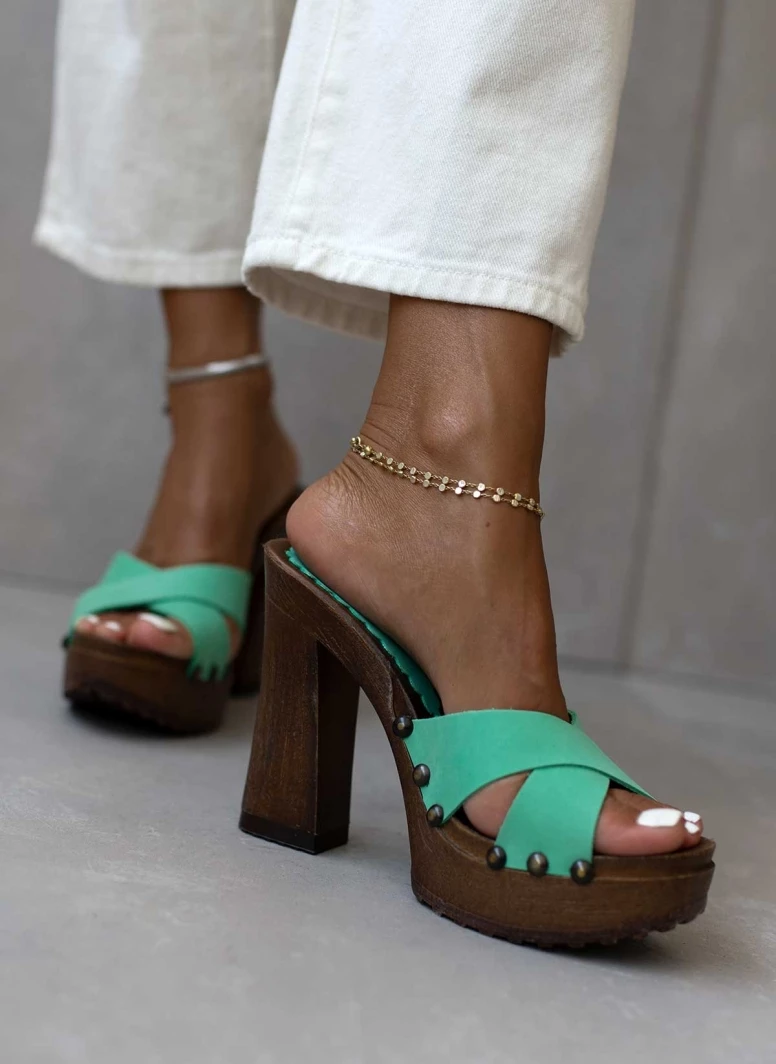 The Fashion Project Τσόκαρα Nubuck με χιαστί φάσες - Μέντα - Image 5