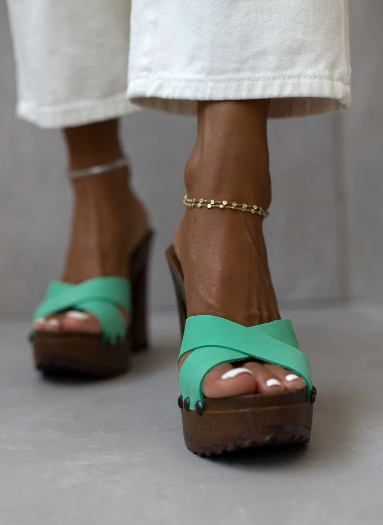 The Fashion Project Τσόκαρα Nubuck με χιαστί φάσες - Μέντα - Image 2