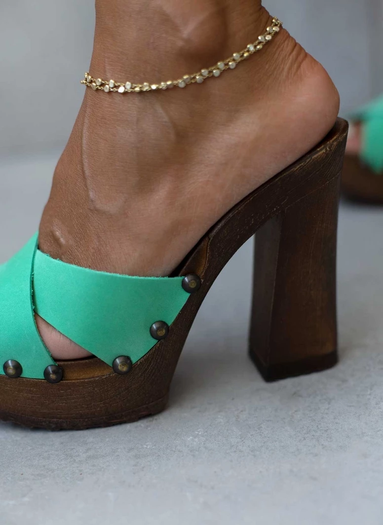 The Fashion Project Τσόκαρα Nubuck με χιαστί φάσες - Μέντα - Image 4