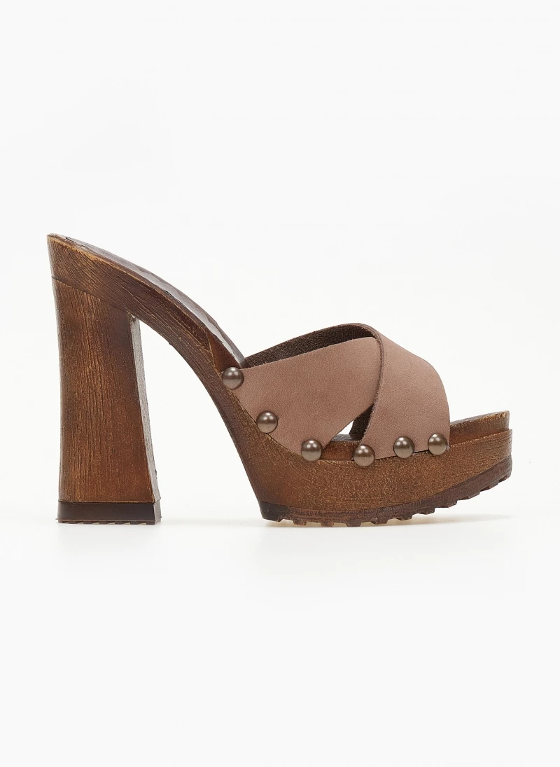 The Fashion Project Τσόκαρα Nubuck με χιαστί φάσες - Mocha