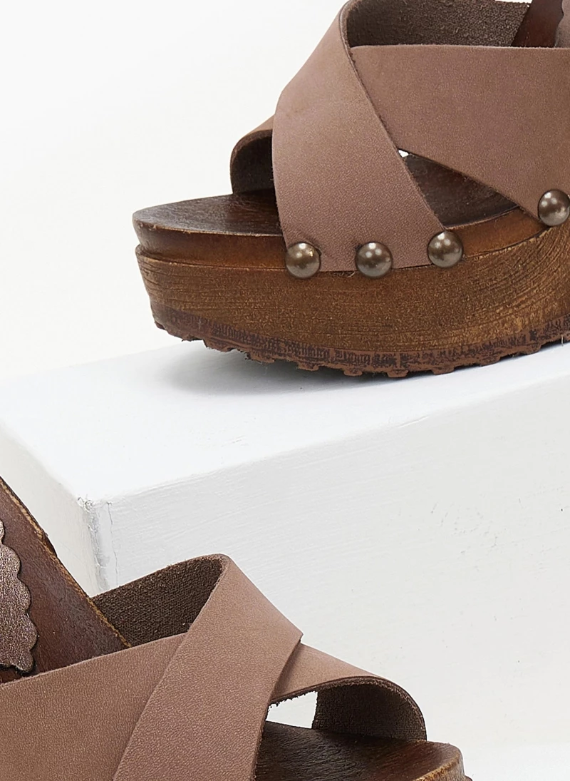 The Fashion Project Τσόκαρα Nubuck με χιαστί φάσες - Mocha - Image 4